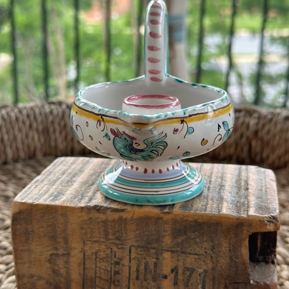 Italian Pottery Aladdin Lamp Candle Holder - Picture 3 of 12